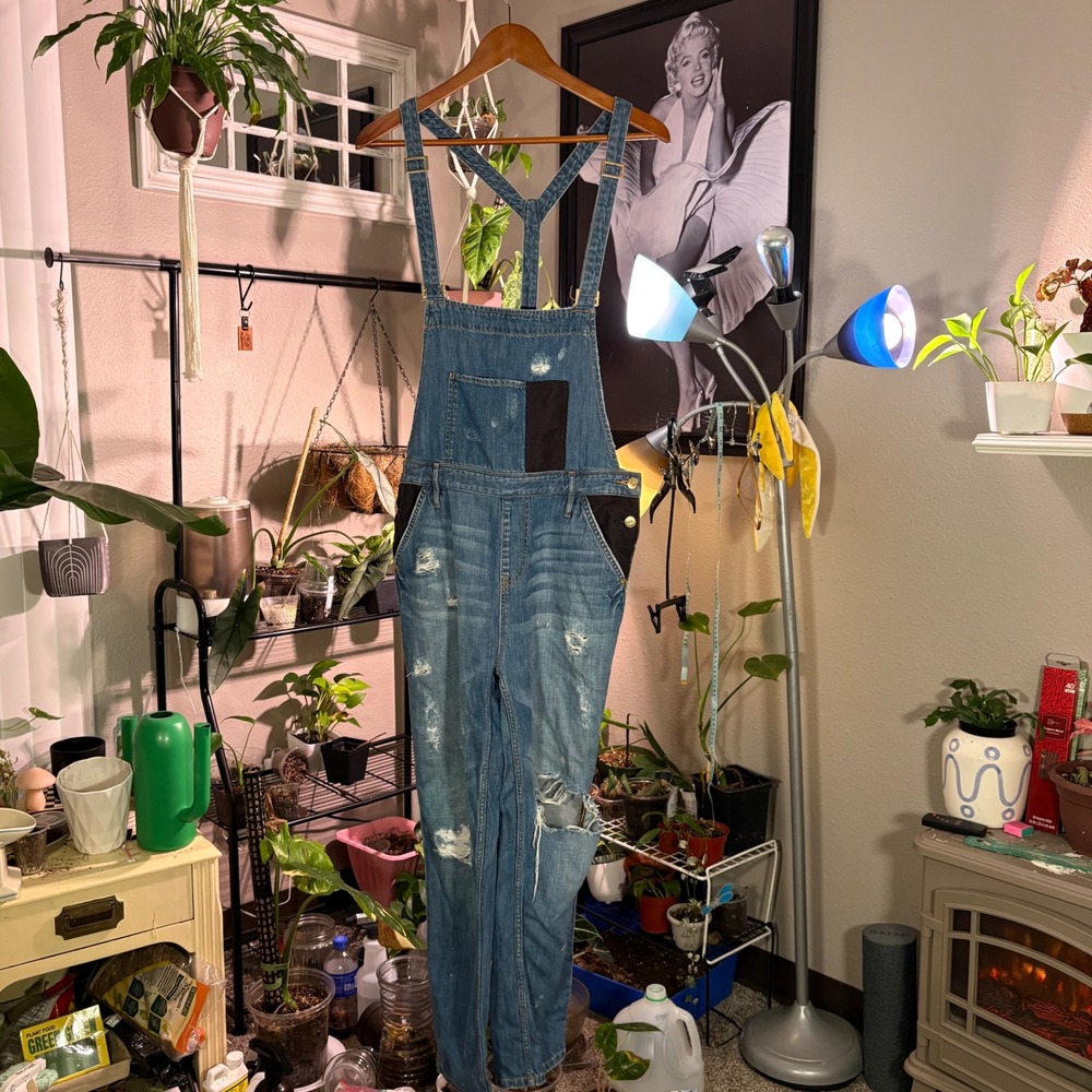 Sass‎ & Bide Distressed Denim Overalls Size 38 Blue Straight Leg Dungarees